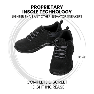 Elevator shoes height increase CALTO - Q216 - 2.4 Inches Taller (Black/Grey) - Ultra Lightweight